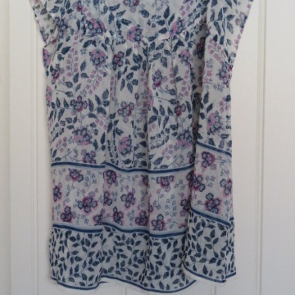 GAP Sheer Blue & Pink Cap Sleeve TOP Small (K346) - Picture 4 of 6